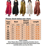 Women Peasant Ethnic Boho Cotton Linen Long Sleeve Maxi Dress Gypsy Blouse Shirt