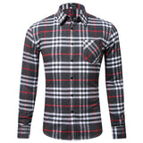 Men Casual Check Plaid Printed Long Sleeve Shirt Tops Blouse Button-Down Pocket