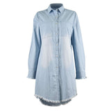 Plus Size Women Fashion Long Sleeve Shirt Dress Casual Denim Dresses Party Office Wear