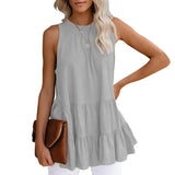 Women's Tiered Vest Tank Top Casual Loose Sleeveless Shirt Blouse Pullover Tunic