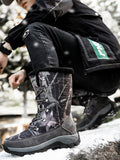 Mens Winter Snow Boots Camouflage Keep Warm Lace Up Outdoor Hiking Mid Calf Booties Anti Slip