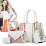 4 Pieces Set Tote Shoulder Handbag for Women, Fashion Top Handle Crossbody Bag Leather Satchel Purse Travel Business Bag