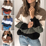 Women striped color block sweater