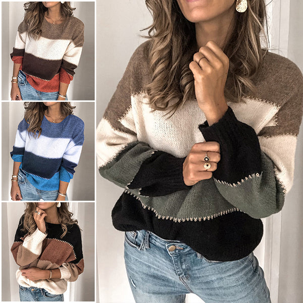 Women striped color block sweater