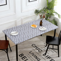 Elastic Fitted Rectangle Tablecloth Polyester Printed Table Cover Dust-Proof Washable Dining Tablecloth for Banquet, Wedding, Party