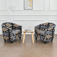 2-Piec Tub Club Slipcover, Modern Non Slip Stretch Round Barrel Chair with Cushion Couch Sofa Cover Protector for Bar Cafe Kids Living Room