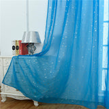 Stars Printed Tulle Sheer Curtain Transparent Window Drapes Voile Valance Decor