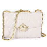 Women Fashion Quilted Crossbody Bag Leather Small Shoulder Handbag Satchel Purse with Metal Chain Strap