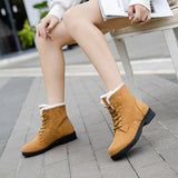 Women's Snow Boots Winter Ankle Boots Lace Up Cotton Warm Fur Lined Anti-Slip Platform Booties Outdoor