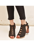 Women's Fashion Peep Toe Sandals Wear-Resisting Hollow Buckles Summer Shoes