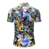 Men Short Sleeve Hawaiian Printed Casual Loose Shirts Beach Holiday Button Tops