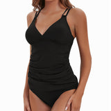 Lady Bathing Suit V Neck Adjustable Strap High Waist Swimwear Two Piece Swimsuit