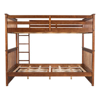 CUH Teens Adults Heavy Duty Full-Length Guardrail Bunk Beds Frame Wood With Ladders And 2 Storage Drawers Full-Over-Full Space-Saving