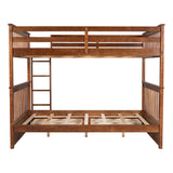 CUH Teens Adults Heavy Duty Full-Length Guardrail Bunk Beds Frame Wood With Ladders And 2 Storage Drawers Full-Over-Full Space-Saving