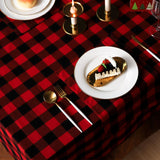 Cotton Linen Dining Table Cover Rectangle Plaid Tablecloth Picnic Table Cloth Cover Home Christmas Party Decor Tablecloth, Red/Black Plaid