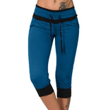 Womens Ladies Yoga Capri Pants Splicing Slim Fit Flared High Waist Fitness Gym