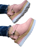Women Solid Color Flat Sneakers Increase Height Round Toe Casual Breathable Shoe