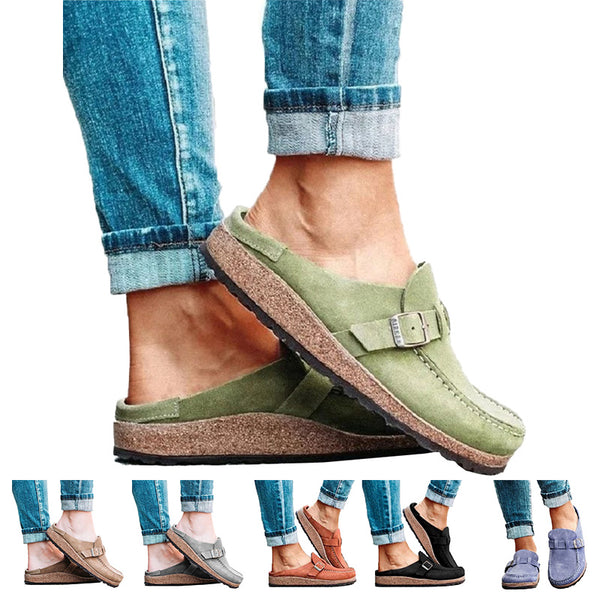 Womens Mens Slip-on Loafer Mule Flats Shoes Closed Toe Backless Slipper Casual Daily Shoe