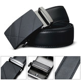 Men Genuine Leather Dress Ratchet Belt With Automatic Buckle Adjustable No Hole
