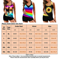 S-XL Women 2 Piece Tankini Swimsuit Set With Push Up Bra Padded Swimwear Beachwear Bathing Suit With High Waist Boyshorts