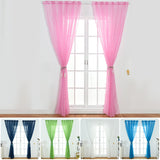 Stars Printed Tulle Sheer Curtain Transparent Window Drapes Voile Valance Decor