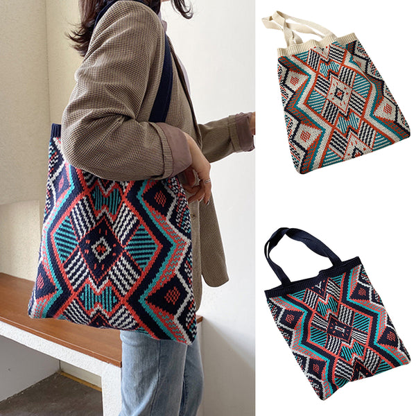 Women Boho Knitted Woven Shoulder Bag Ladies Beach Tote Large Handbag Messenger