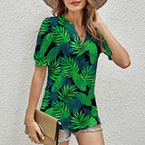 Lumento Women Sexy V Neck T Shirt Casual Summer Floral Print Tunic Tops Blouse