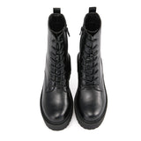 Women's Combat Boot Side Zipper Platform High Chunky Heel Casual Ankle Boots