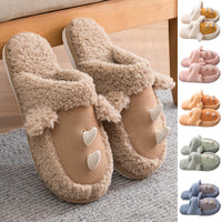Unisex Adults Cute Cartoon Pattern Plush Slippers Slip On Closed Toe Casual Warm