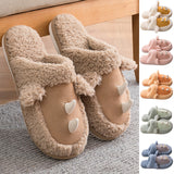 Unisex Adults Cute Cartoon Pattern Plush Slippers Slip On Closed Toe Casual Warm