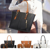 4Pcs Women Leather Handbag Tote Crossbody Shoulder Bag Card Holder Small Pouch