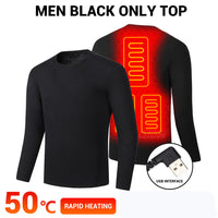 Ploreser Heated Underwear Shirt with Pants Washable USB Charging Electric Thermal Heating Insulated Clothes with 3 Level Temperature Setting Cold-Proof Underwear Men/Women Outdoor Winter Heating