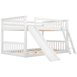 Gplesas Teens Adults Kids Heavy Duty Full Over Full Full-Length Guardrail No Box Spring Needed Bunk Beds Frame With Convertible Slide And Ladder Space-Saving