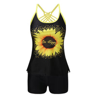 S-XL Women 2 Piece Tankini Swimsuit Set With Push Up Bra Padded Swimwear Beachwear Bathing Suit With High Waist Boyshorts