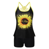 S-XL Women 2 Piece Tankini Swimsuit Set With Push Up Bra Padded Swimwear Beachwear Bathing Suit With High Waist Boyshorts