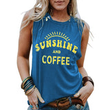 Lumento Women Sunshine and Coffee Tank Tops Casual Summer Graphic Shirt Sleeveless Graphic Tee Shirts