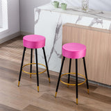 Goory Industrial Round Bar Stools Set of 2, PU Leather 2pcs Barstool 30" Height Dining Chair Stool Counter Stools with Metal Footrest for Kitchen Island Height,Pub Bar Coffee Shop,Gray