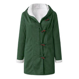 Women's Solid Color Hooded Neck Long Sleeve Fall Winter Hoodie Button-up Pockets