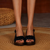 Ferndule Ladies Ankle Strap Wedge Slingback Sandals Summer Platform Open Toe Shoes