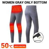Ploreser Heated Underwear Shirt with Pants Washable USB Charging Electric Thermal Heating Insulated Clothes with 3 Level Temperature Setting Cold-Proof Underwear Men/Women Outdoor Winter Heating
