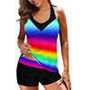 S-XL Women 2 Piece Tankini Swimsuit Set With Push Up Bra Padded Swimwear Beachwear Bathing Suit With High Waist Boyshorts