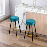 Goory Industrial Round Bar Stools Set of 2, PU Leather 2pcs Barstool 30" Height Dining Chair Stool Counter Stools with Metal Footrest for Kitchen Island Height,Pub Bar Coffee Shop,Gray