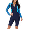 Women One Piece Swimsuit Long Sleeve Beachwear Rashguard Boyleg Front Zipper Diving Surfing Wetsuit Racerback Athletic Training Swimwear