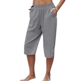 Women Yoga Capris Pants Button Straight Leg Loose Comfy Lounge Pants