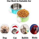 Stainless Steel Pet Dog Food Water Bowl Cage Hanging Feeder Mountable Container