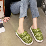 Ladies Cute Solid Color Slippers Round Toe Platform Keep Warm Slippers