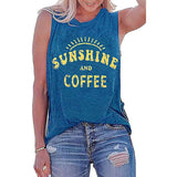Lumento Women Sunshine and Coffee Tank Tops Casual Summer Graphic Shirt Sleeveless Graphic Tee Shirts