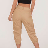 Women Zipper Bottoms Boho Solid Color Trousers Beach Pants Harem Loungewear