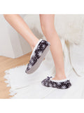 Women Snowflake Print Slip On Flat Cotton Slippers Sock Shoes Soft Round Toe Comfy House Shoes with Grips Sole