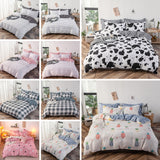 Kid Cartoon Bedding Set Cow Print Duvet Cover Black White Comforter Cover Milk Cow Animal Bedspreads Cover 3 Pcs Queen Size, Reversible Plaid Grid Toddler Teen Boys Girls Room Decor
